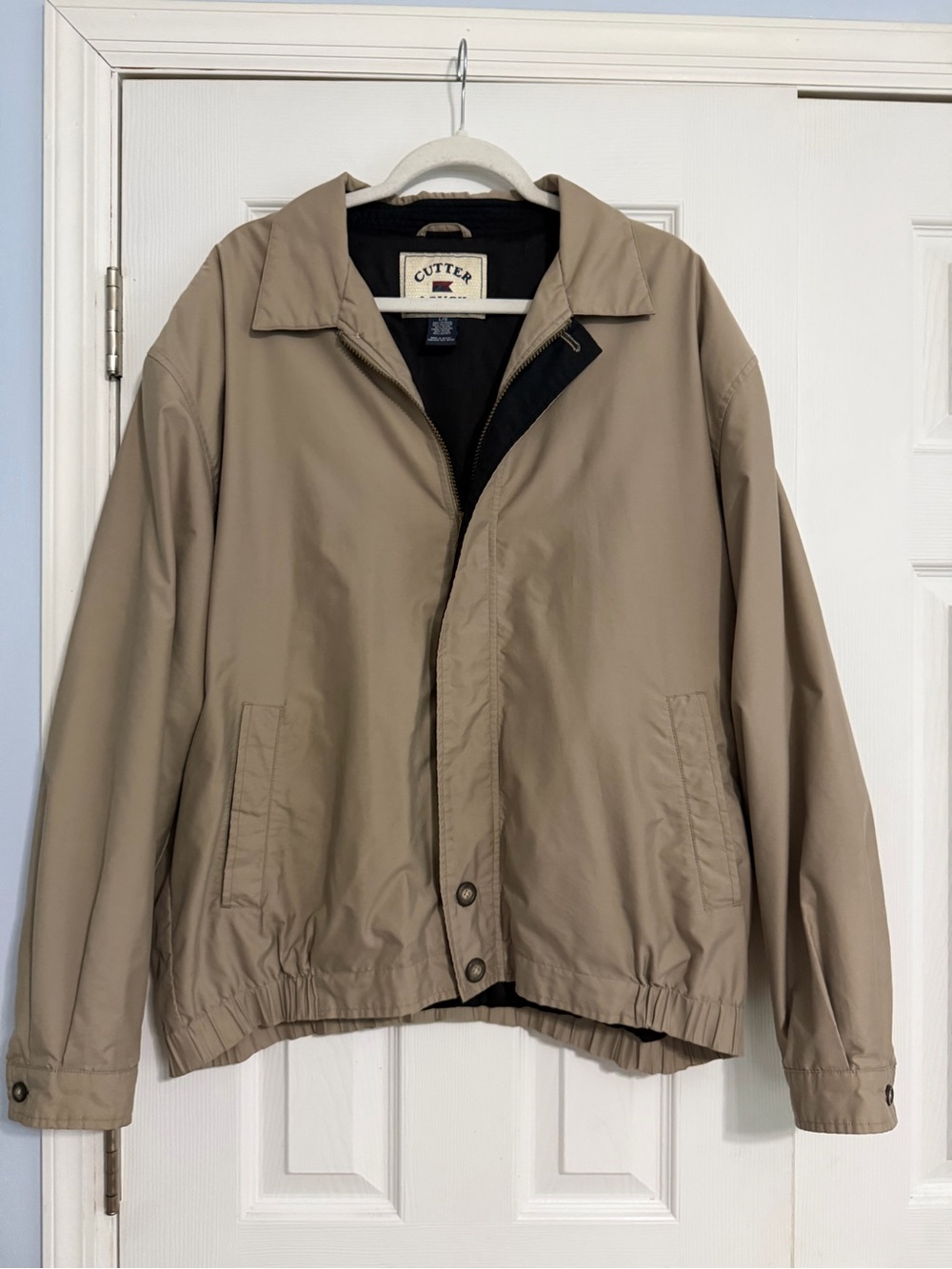 Cutter & Buck Men's Lightweight Beige Harrington full zip Jacket size large